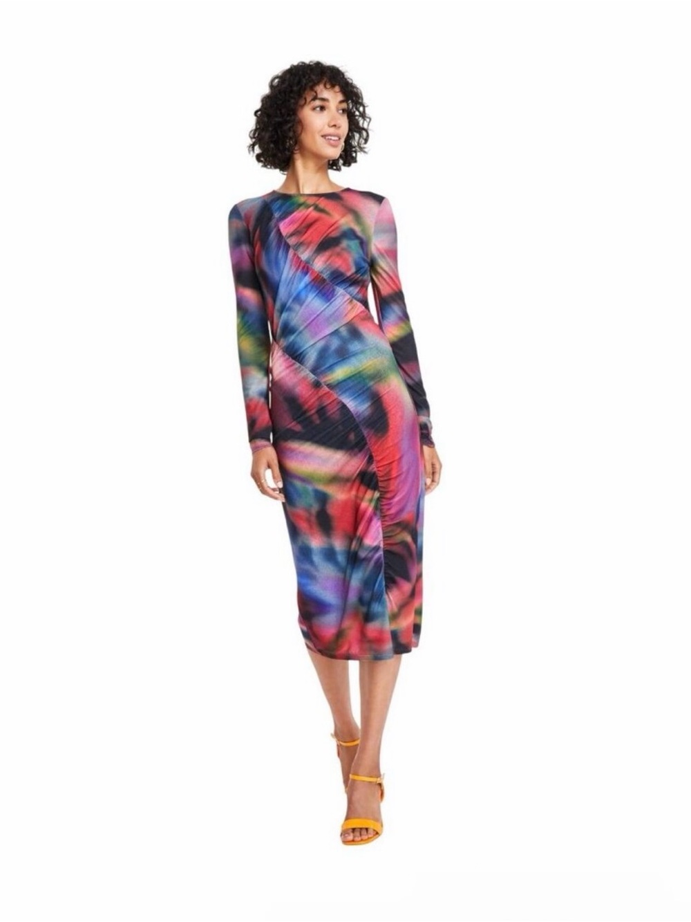 Vince Camuto | Multicolor Long Sleeve Midi Dress - Vibrant Abstract Print